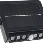 LED СОЛАРЕН СТЕНЕН ОСВЕТИТЕЛ 1.8W 2Ah/3.2V 500LM ЧЕРЕН +PIR СЕНЗОР 6000К IP54