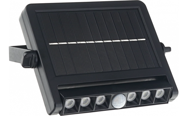 7541-1 LED СОЛАРЕН СТЕНЕН ОСВЕТИТЕЛ 1.8W 2Ah/3.2V 500LM ЧЕРЕН +PIR СЕНЗОР 6000К IP54 - Image 1