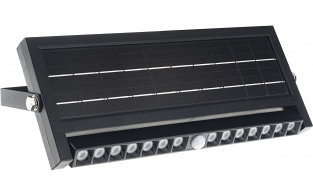 7542-1 LED СОЛАРЕН СТЕНЕН ОСВЕТИТЕЛ 5.5W 4Ah/3.2V 1000LM ЧЕРЕН+PIR СЕНЗОР 6000К IP54 - Image 1
